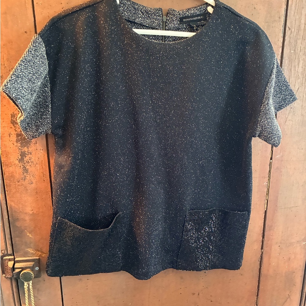 Banana Republic Black and Gray Textured Top